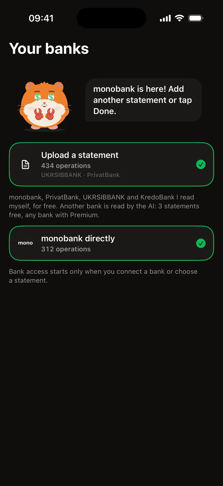 monobank and bank statements