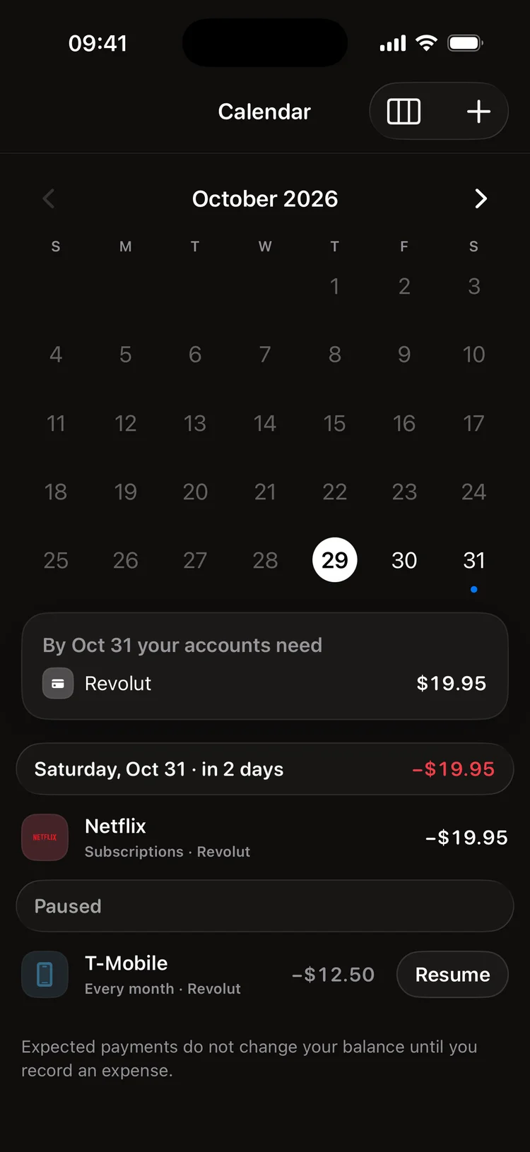 Bill calendar