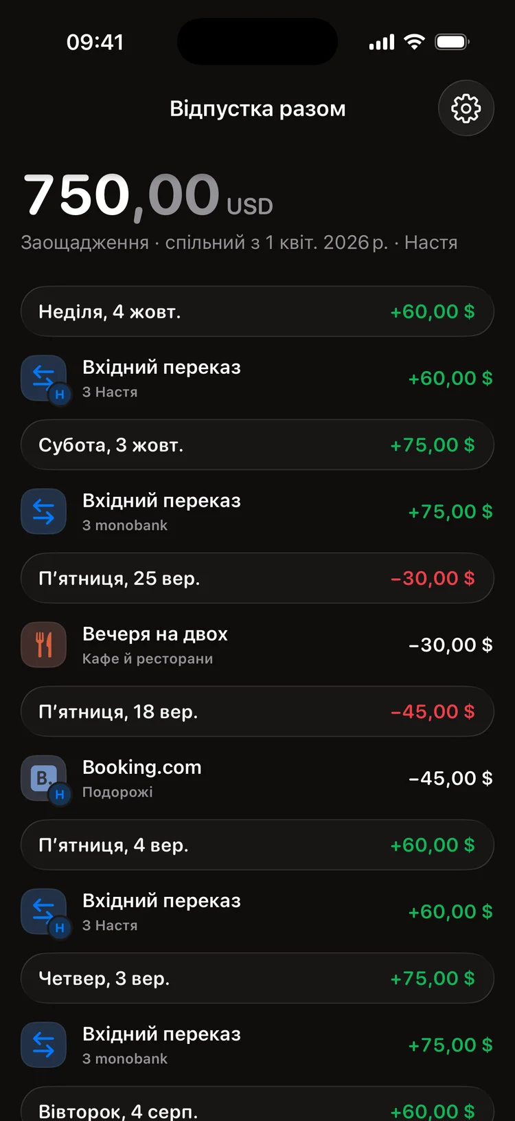 Спільний рахунок на двох
